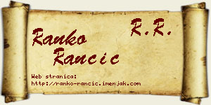 Ranko Rančić vizit kartica